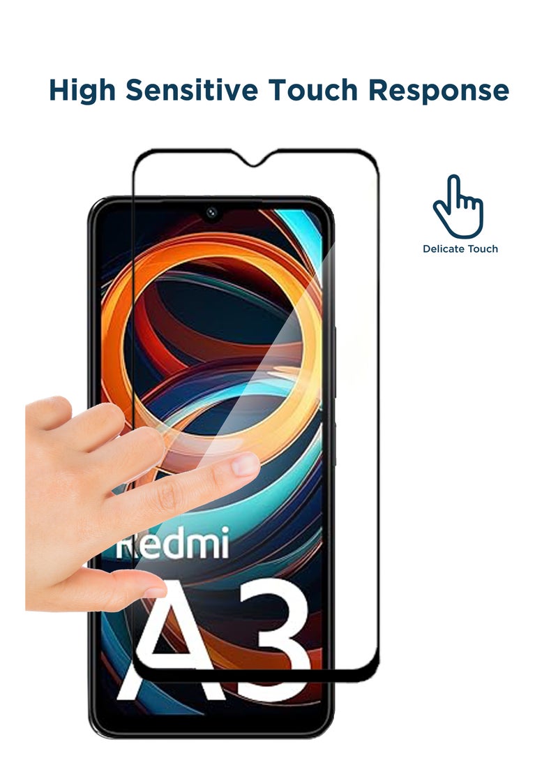 Generic - Xiaomi Redmi A3-Tempered Glass Screen Protector – High Transparency, Delicate Touch, Anti-Explosion, Smooth Arc Edges, Easy Installation, 9H Hardness HD Tempered Glass Screen Protector 99% Transparency with device's original screen clarity and brightness - Image 1