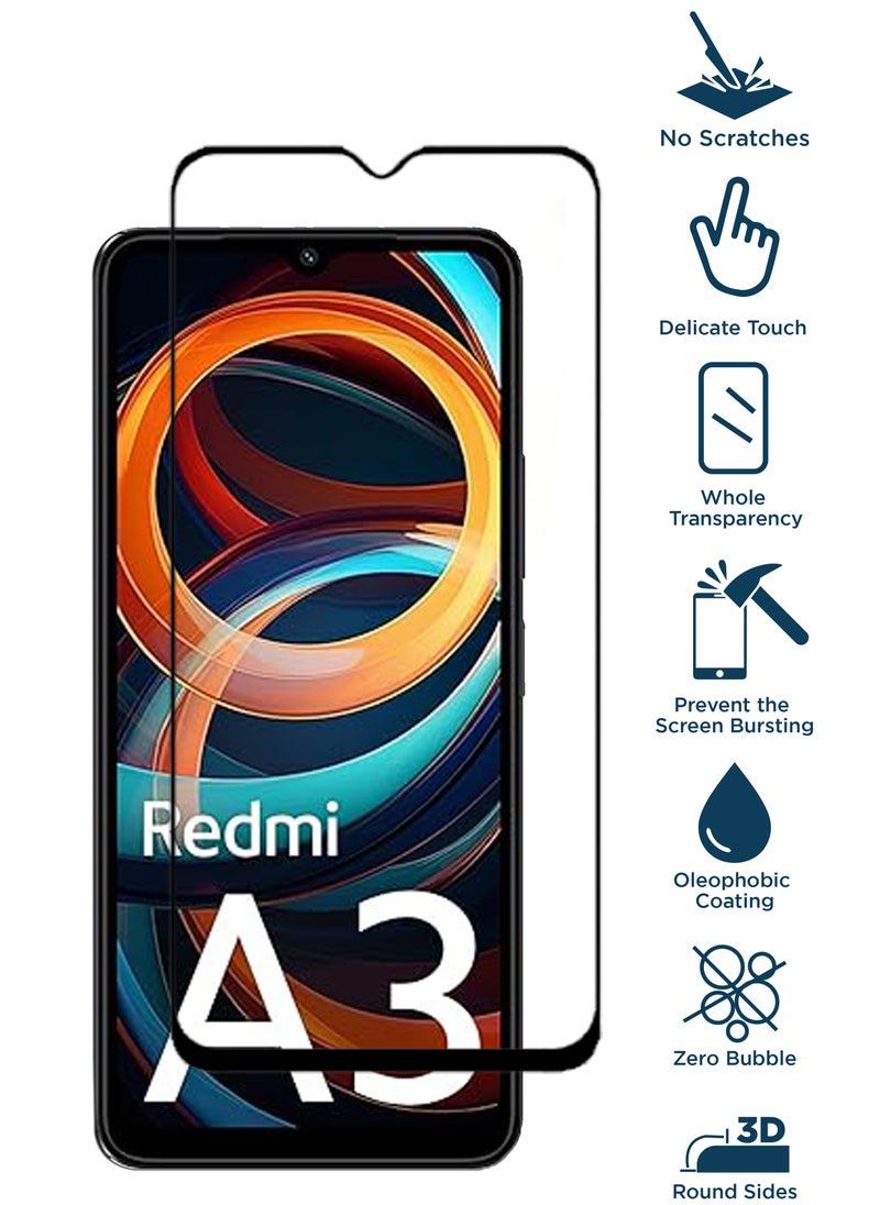 Generic - Xiaomi Redmi A3-Tempered Glass Screen Protector – High Transparency, Delicate Touch, Anti-Explosion, Smooth Arc Edges, Easy Installation, 9H Hardness HD Tempered Glass Screen Protector 99% Transparency with device's original screen clarity and brightness - Image 1