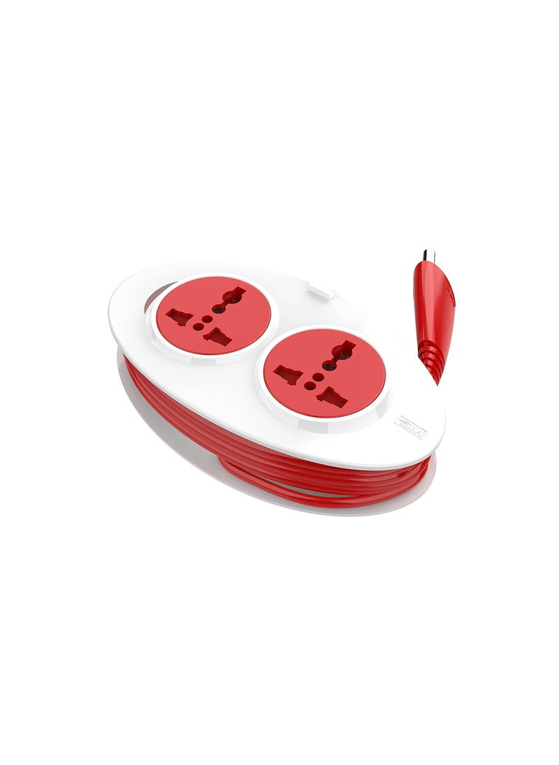 GM GM 3206 GOn Mini 2 Pin Extension Cord 25 Mtr with Indicator Safety Shutter 2 International Sockets  - Image 2