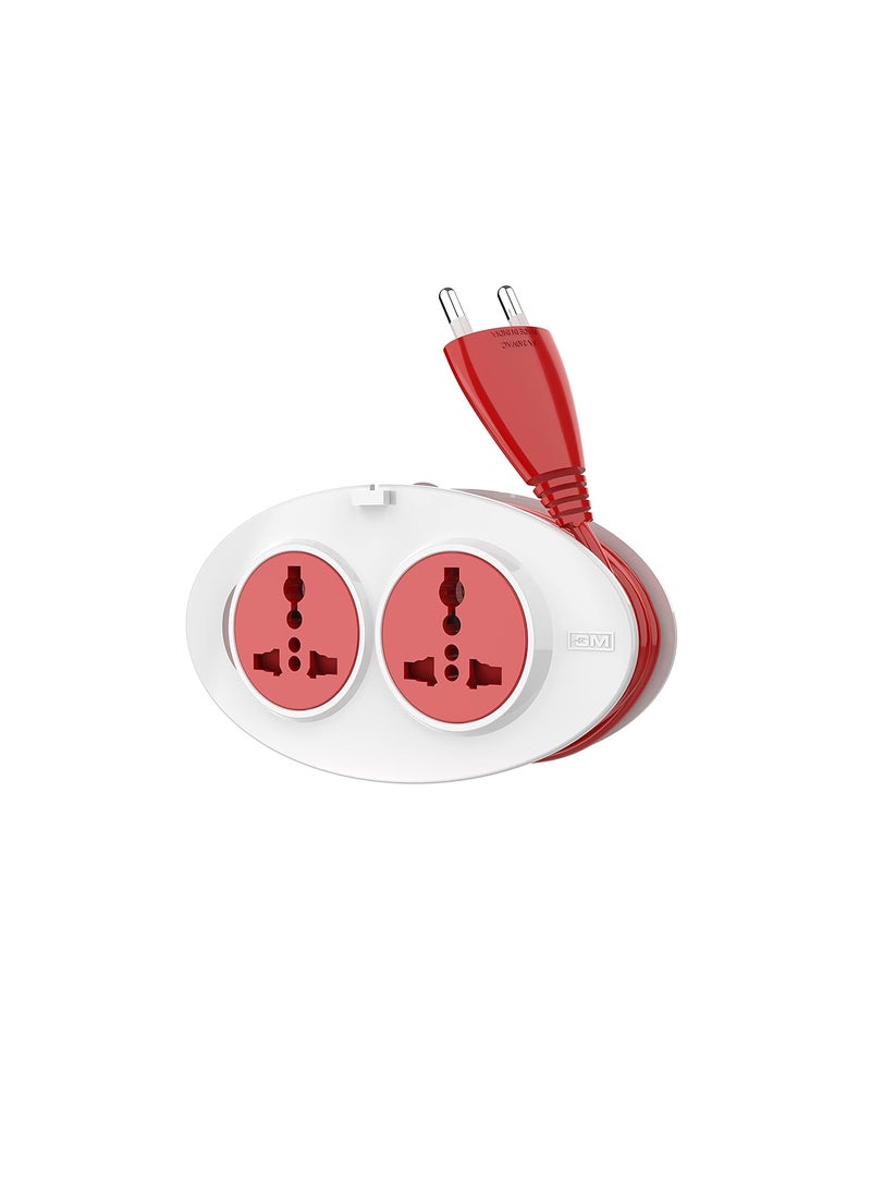 GM GM 3206 GOn Mini 2 Pin Extension Cord 25 Mtr with Indicator Safety Shutter 2 International Sockets  - Image 1
