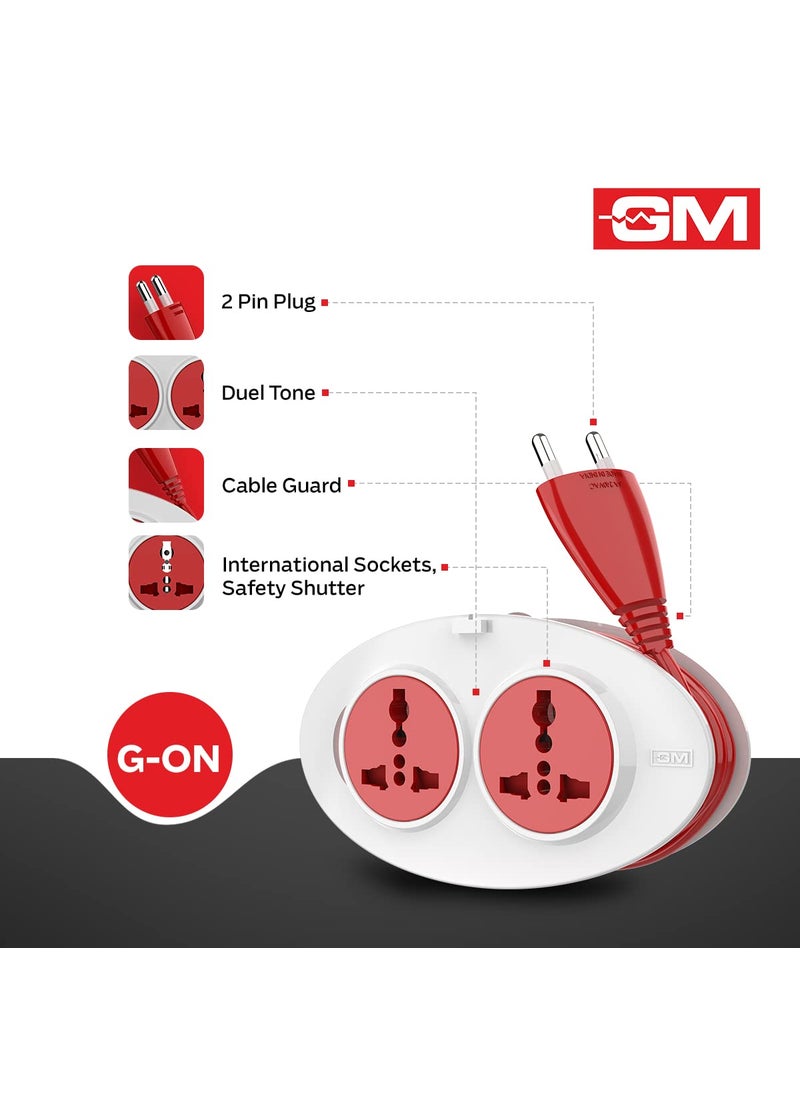 GM GM 3206 GOn Mini 2 Pin Extension Cord 25 Mtr with Indicator Safety Shutter 2 International Sockets  - Image 5