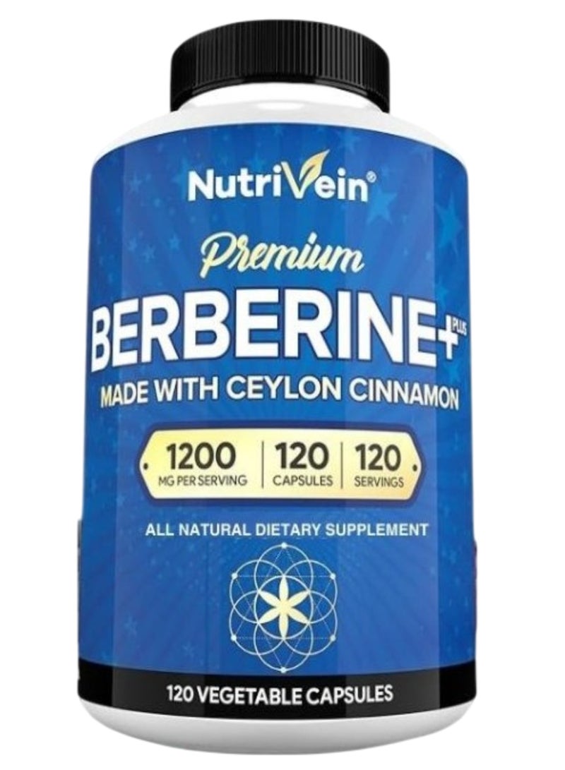 Nutrivein Premium Berberine Plus, 1200mg, 120 Vegetable Capsules - Image 1