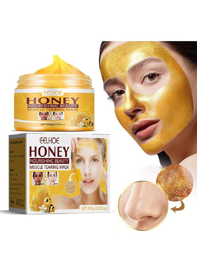 EELHOE Honey Muscle Tearing Mask-Oil Control Blackhead Remover Honey Tearing Peel Mask Off Dead Skin Clean Pores ,Skin Brightening Peeling Mask for Dull Skin-100g - Image 1