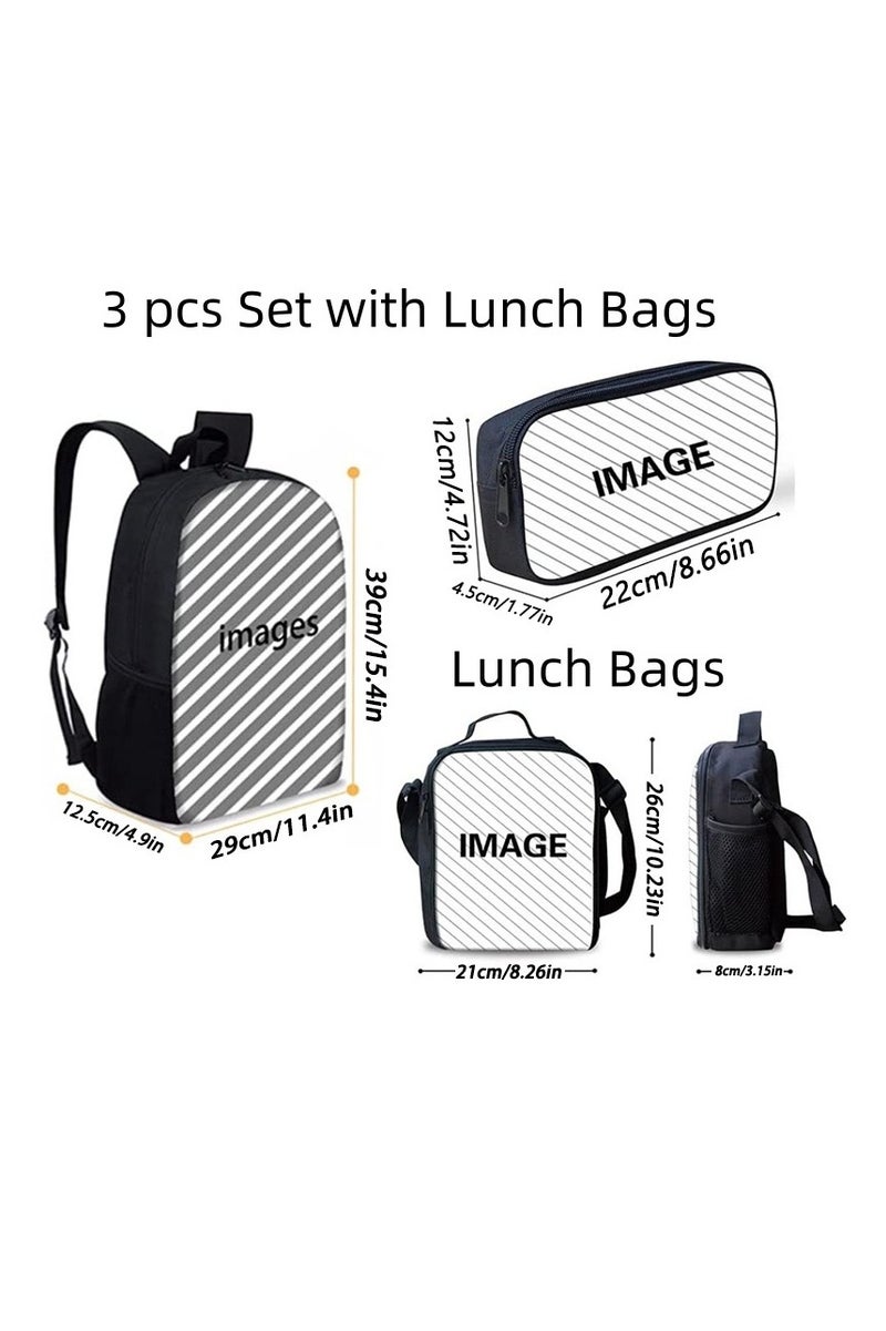 general Three-piece set of Kpop Demon Hunters printed school bag lunch bag pen bag student backpack cartoon backpack to meet daily travel - Image 2