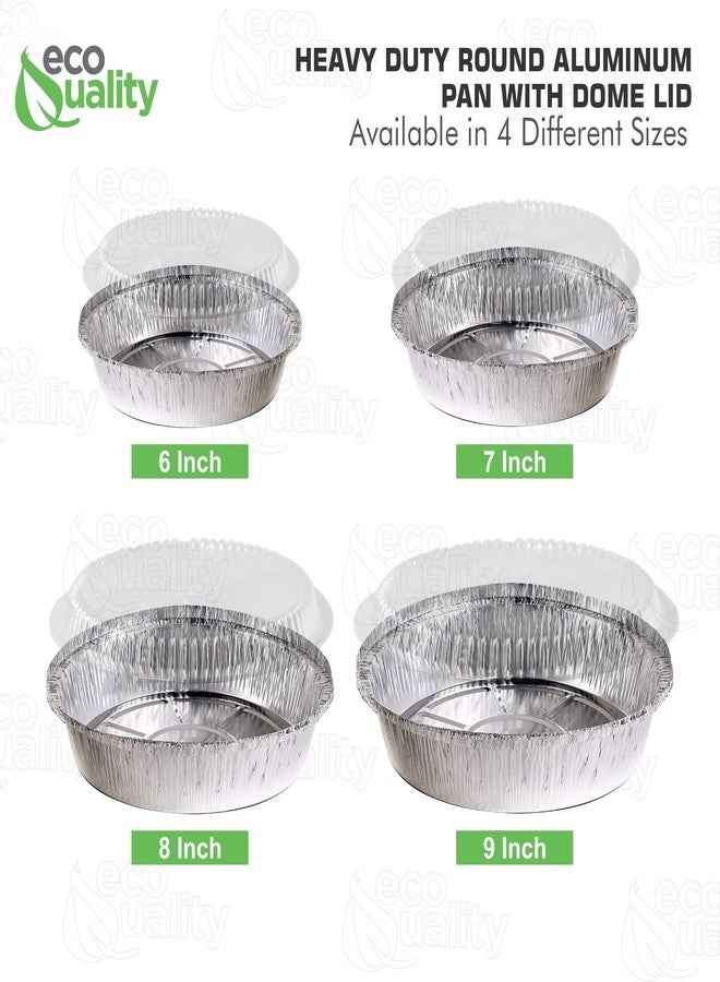 EcoQuality 6" Round Aluminum Foil Pans with Clear Lids - Disposable Containers with Foldable Walls for Pie Baking, Cooking, Serving, Reheating, and Storing - Freezer and Oven Safe Tart Pan 50 Pack - Image 4