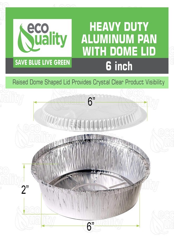 EcoQuality 6" Round Aluminum Foil Pans with Clear Lids - Disposable Containers with Foldable Walls for Pie Baking, Cooking, Serving, Reheating, and Storing - Freezer and Oven Safe Tart Pan 50 Pack - Image 2