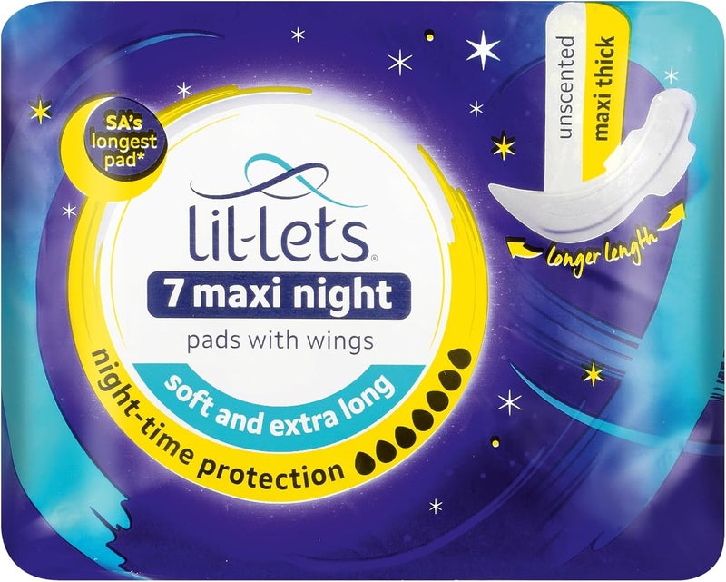 Lil-Lets Maxi Thick Night Pads - Super Soft Cotton Feel with Wings for Extra Security - 7 Units - Image 2