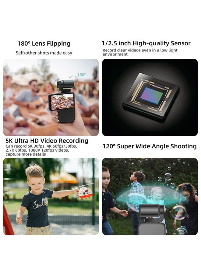 ORDRO M3 5K Video Camera Camcorder, WiFi IR Night Vision Handheld Camera for YouTube,4K UHD Video Camera with 3.5" Flippable Touch Screen, 3250mAh Capacity Battery,64G Card - Image 3