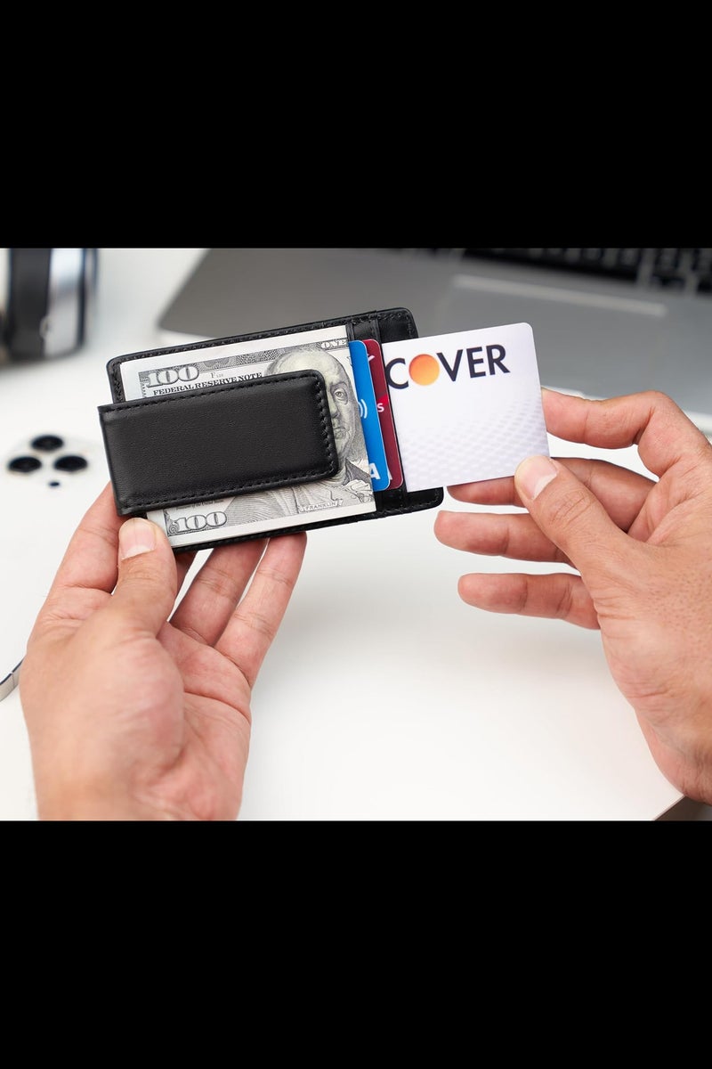 أفاكرافت محفظة جلدية مشبك المال للرجال حجب جيب أمامي نحيف RFID مع مغناطيسي قوي للغاية - Image 5