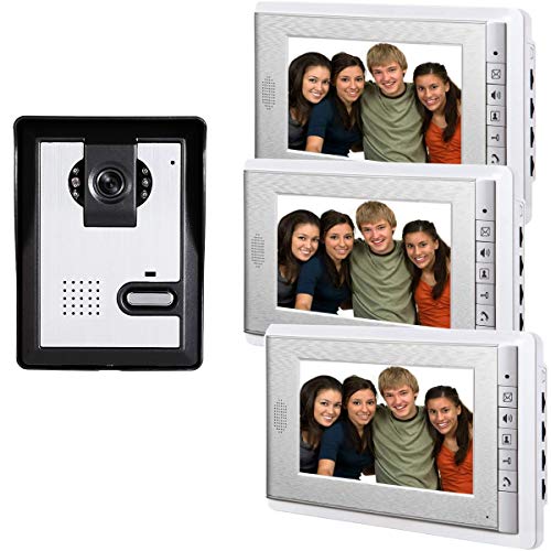 AMOCAM Wired Video Intercom Doorbell System 3PCS 7Inches LCD Monitor HD Camera Video Door Phone Doorbell Kits Support Monitoring Unlock DualWay Door Intercom IR Night Vision Indoor Outdoor - Image 1