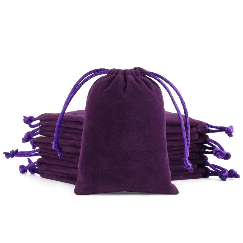 Tapleap Jewelry Bags, 12Pcs Purple Velvet Coin Purse, 3x4 Drawstring Bags, Wedding, Valentine's Day, For Wrapping Crystals, MIini Urns, Resin Runes - Image 1