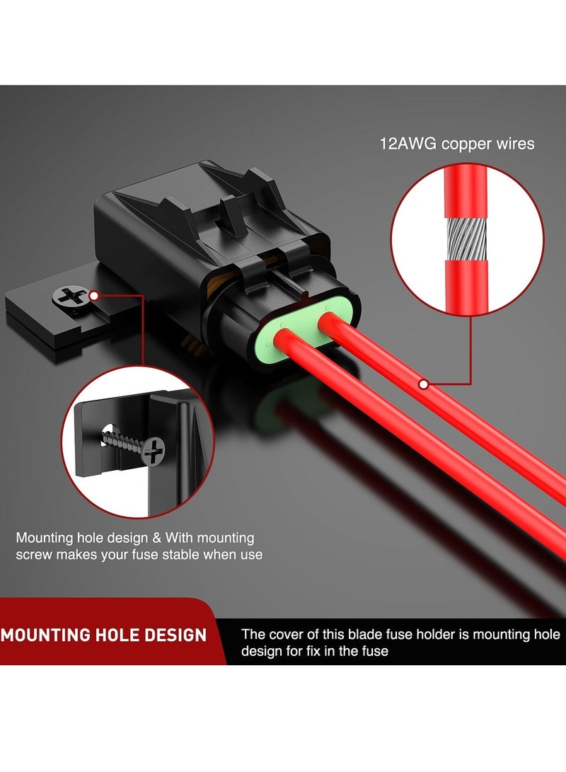 Inline Fuse Holder, 4pcs12AWG Waterproof ATC/ATO Blade Fuse Holder 20A 30A 40A Regular Fuse Heavy Duty in Line Fuse w/Cover Fits 1A to 30A Fuses for 12V Automotive Vehicles - Image 3