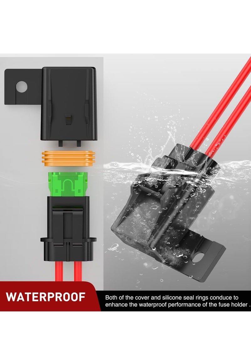 Inline Fuse Holder, 4pcs12AWG Waterproof ATC/ATO Blade Fuse Holder 20A 30A 40A Regular Fuse Heavy Duty in Line Fuse w/Cover Fits 1A to 30A Fuses for 12V Automotive Vehicles - Image 4