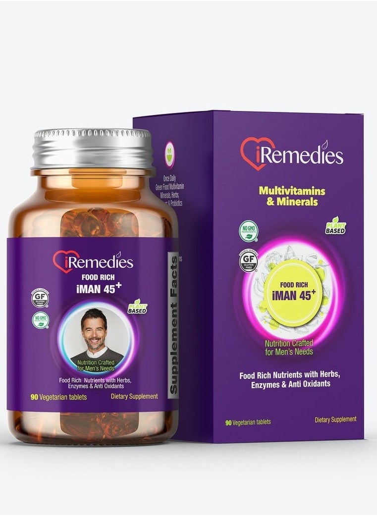 iRemedies Food Rich iMAN 45+ MultiVitamins & Minerals With Herbs, 90 Vegetarian Tablets  - Image 2