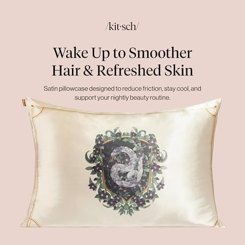 Kitsch x Harry Potter Satin Pillowcase Toddler Pillowcase with Zipper Cooling Satin Toddler Pillow Case for Hair Skin Kids Pillowcase Standard Size 19x26 Slytherin - Image 3