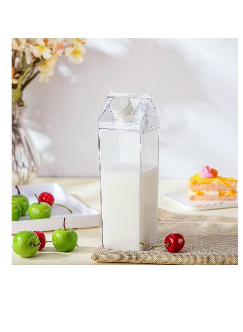 CityRiya-Long Milk Carton Water Bottle - 1900ml Plastic Transparent Reusable Juice Box, Portable Square Drink Container for Travel, Sports, Outdoor Camping, BPA-Free Leak Proof Sports Bottle for Kids & Adults（2pcs） - Image 3