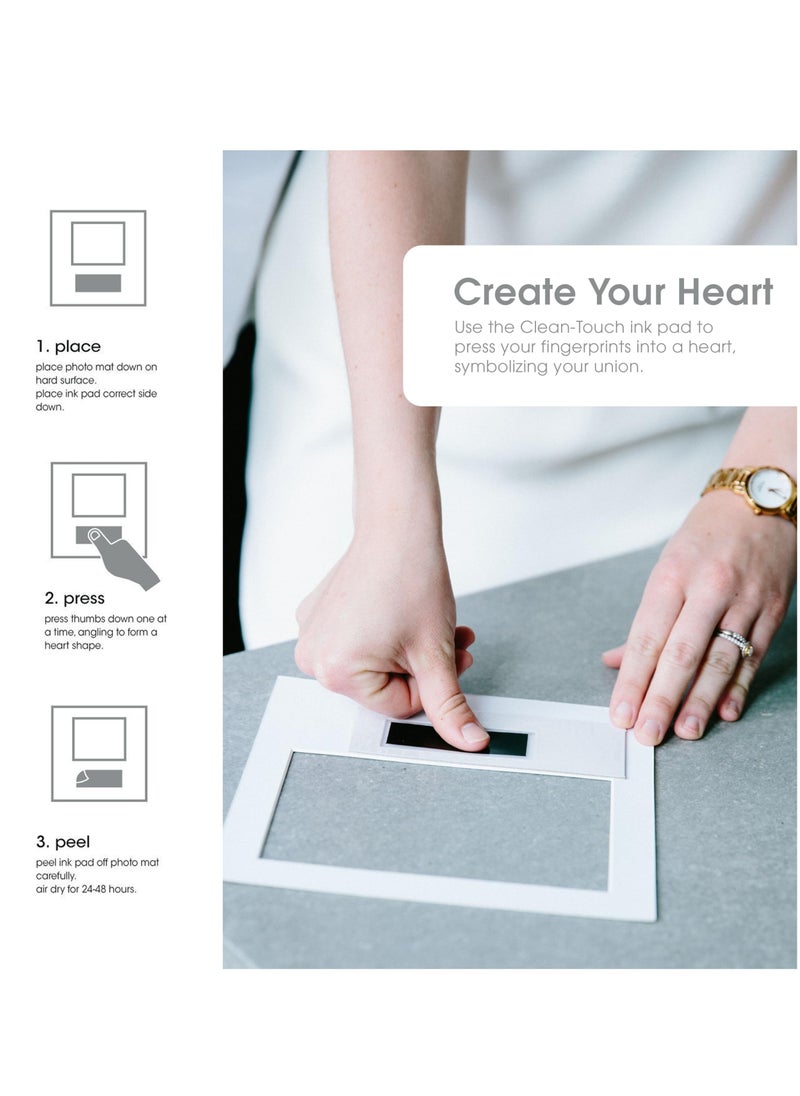 Excefore - Heart Thumbprint Keepsake Frame and Ink Kit, Wedding Picture Frame, Wedding Registry Idea, Shower Gift for Bride and Newlywed, White Frame, 4x6 Photo (2 Pack) - Image 1