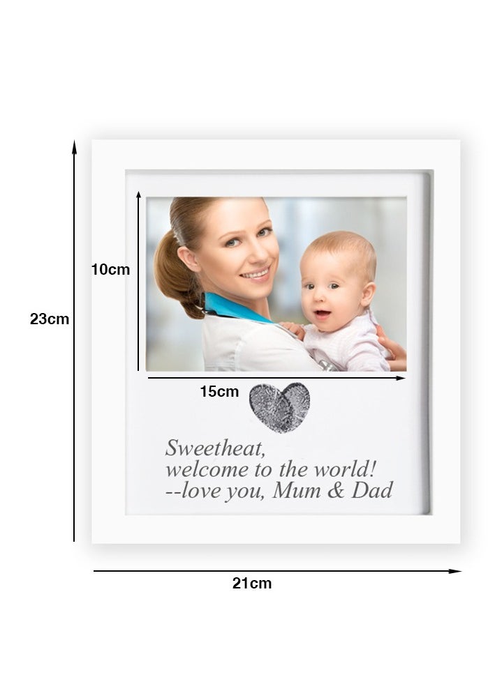Excefore - Heart Thumbprint Keepsake Frame and Ink Kit, Wedding Picture Frame, Wedding Registry Idea, Shower Gift for Bride and Newlywed, White Frame, 4x6 Photo (2 Pack) - Image 1