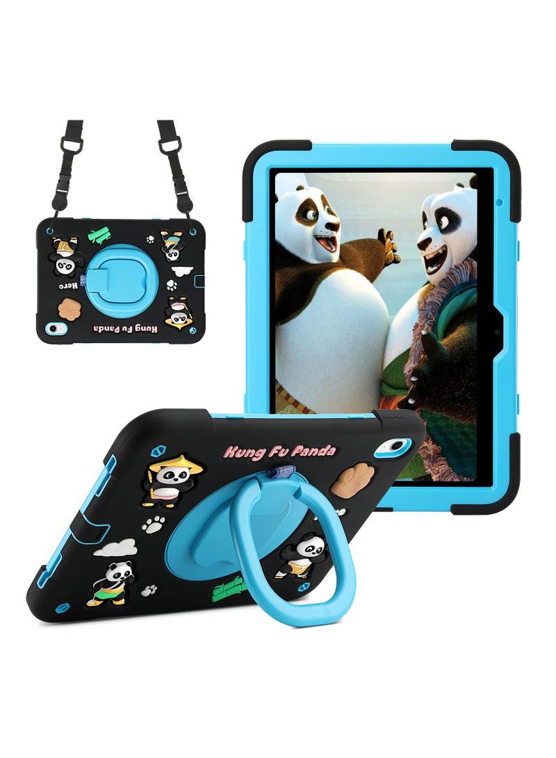 Compatible with iPad 11th Generation A16 Case Cartoon Pattern Silicone Case Features 360° Rotating Stand Child-Friendly Drop Protection with Full-Edge Scratch-Resistant Cover