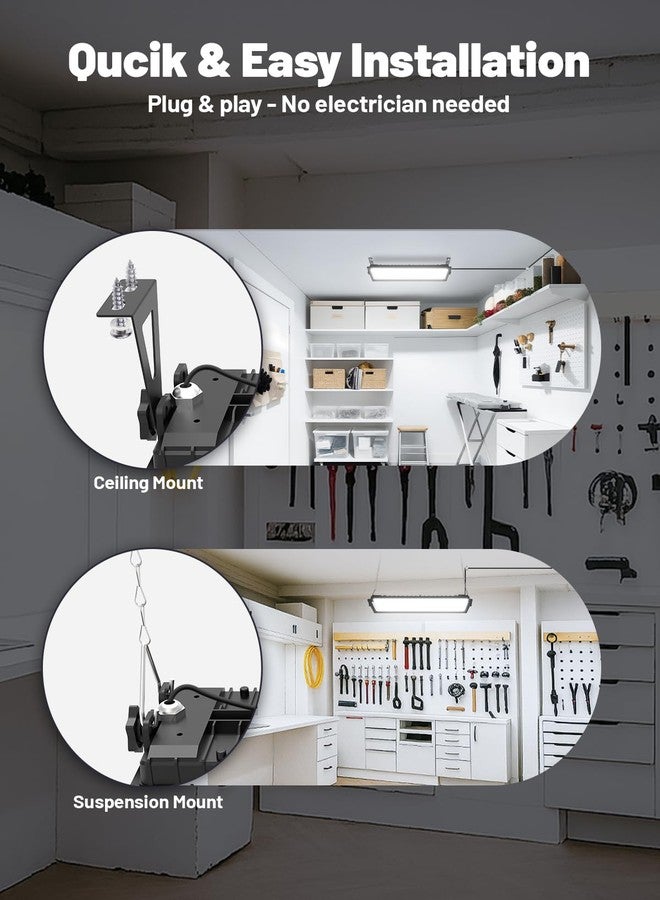 AGranTOP 2 Pack Plug in LED Shop Lights - 100W 15000LM Aluminum Garage Light w/ 9.84ft Power Cord, IP66 Waterproof Shop Lights for Garage, Workshop, Warehouse (Built-in ON/Off Switch) - Image 4