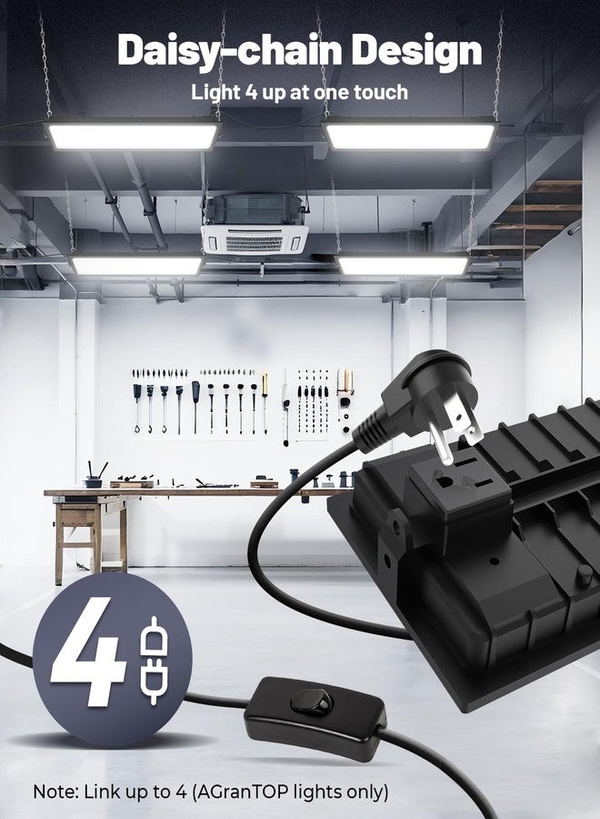 AGranTOP 2 Pack Plug in LED Shop Lights - 100W 15000LM Aluminum Garage Light w/ 9.84ft Power Cord, IP66 Waterproof Shop Lights for Garage, Workshop, Warehouse (Built-in ON/Off Switch) - Image 3