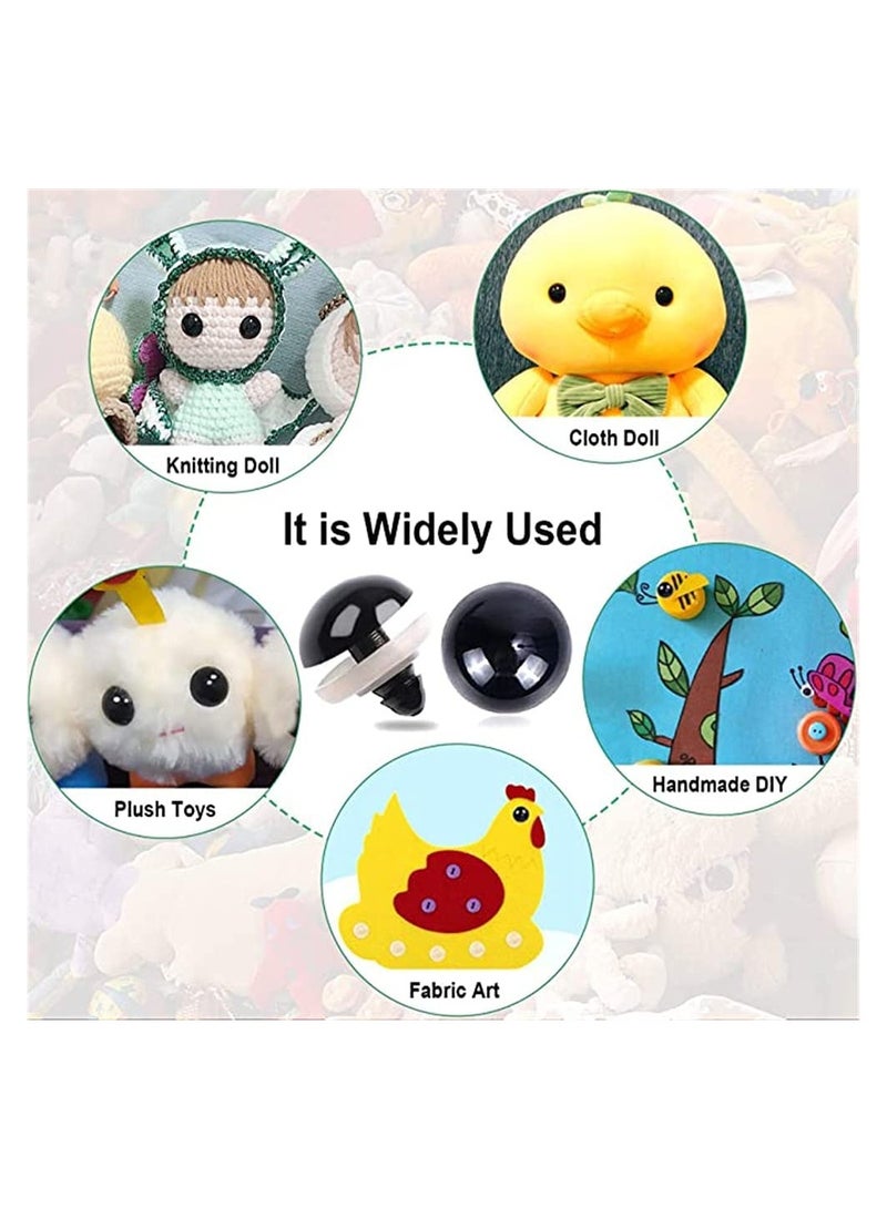 Excefore 120 Pcs Plastic Safety Crochet Doll Eyes Bulk with Washers, for Crochet Crafts Washer Assorted Sizes for Doll, Plush Animal and Teddy Bear Puppet Craft Making (0.24 Inch/6 mm) - Image 2