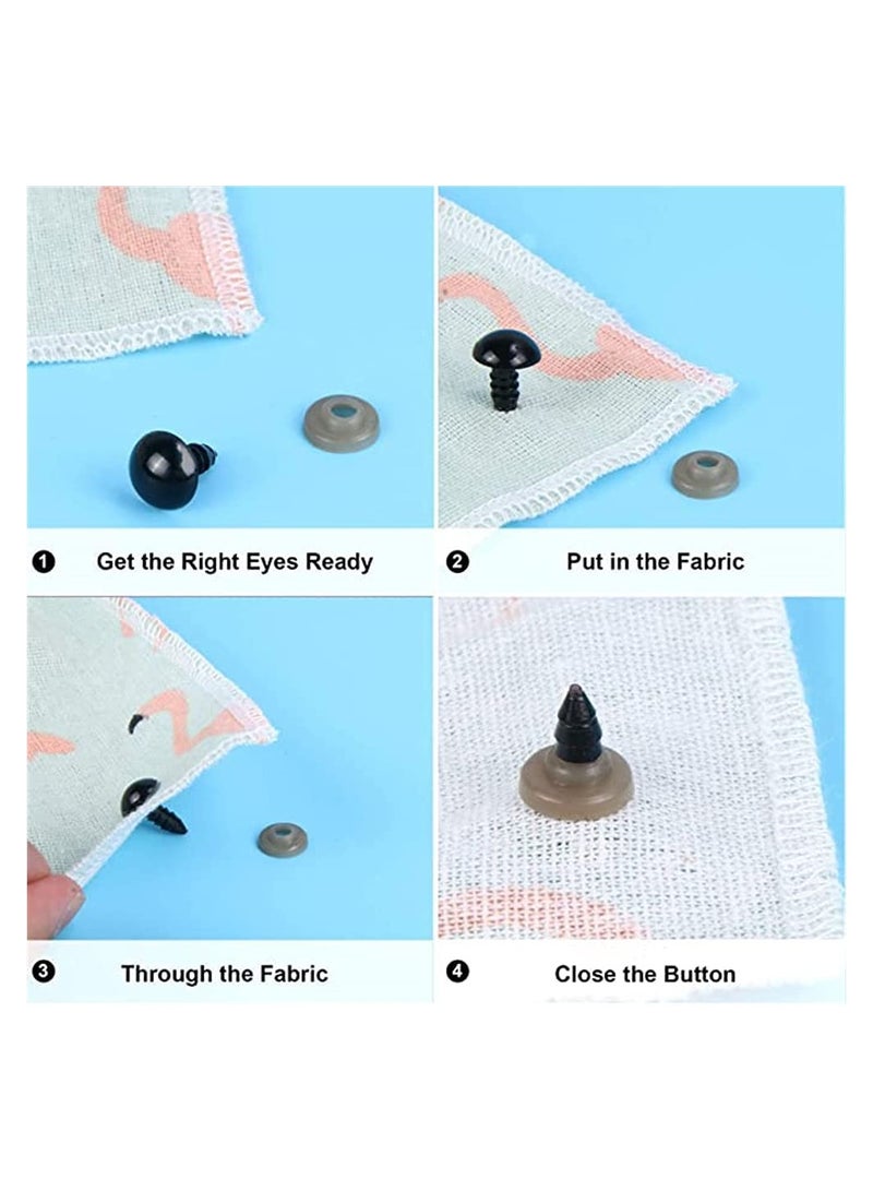 Excefore 120 Pcs Plastic Safety Crochet Doll Eyes Bulk with Washers, for Crochet Crafts Washer Assorted Sizes for Doll, Plush Animal and Teddy Bear Puppet Craft Making (0.24 Inch/6 mm) - Image 4