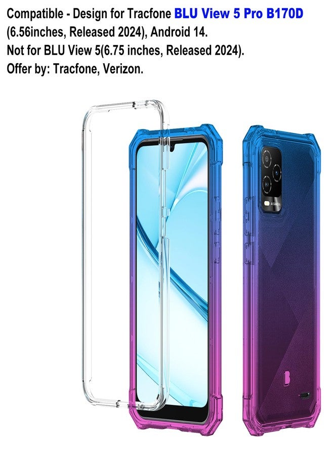 Ailiber جراب Ailiber لهاتف BLU View 5 Pro، حماية مزدوجة الطبقات، زوايا مقاومة للصدمات، غطاء سيليكون رفيع للهاتف - أزرق وردي - Image 2