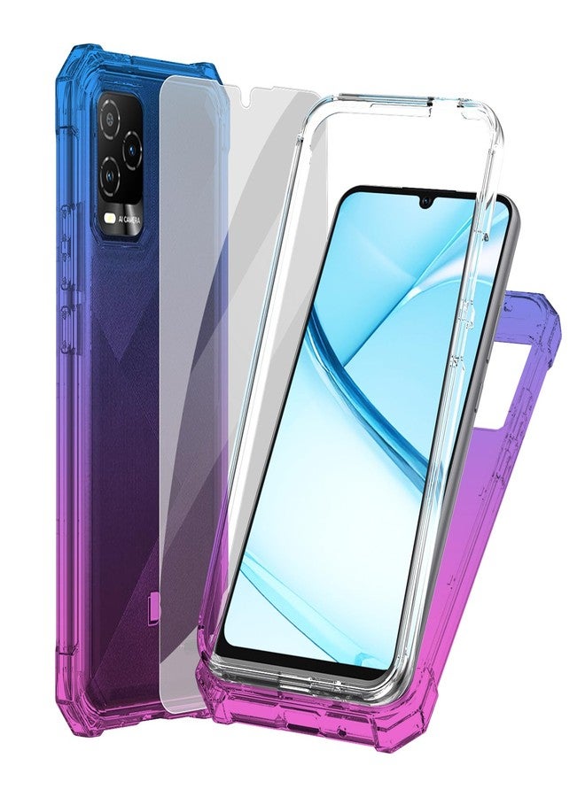 Ailiber جراب Ailiber لهاتف BLU View 5 Pro، حماية مزدوجة الطبقات، زوايا مقاومة للصدمات، غطاء سيليكون رفيع للهاتف - أزرق وردي - Image 1