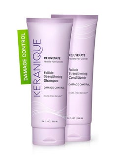 Keranique Shampoo And Conditioner For Damaged Hair Antibreakage Damage Control Set For Thinning Hair Intense Repair Deep Conditioning Antihairfall Routine W/Keratin Great For Colored Hair  - Image 1