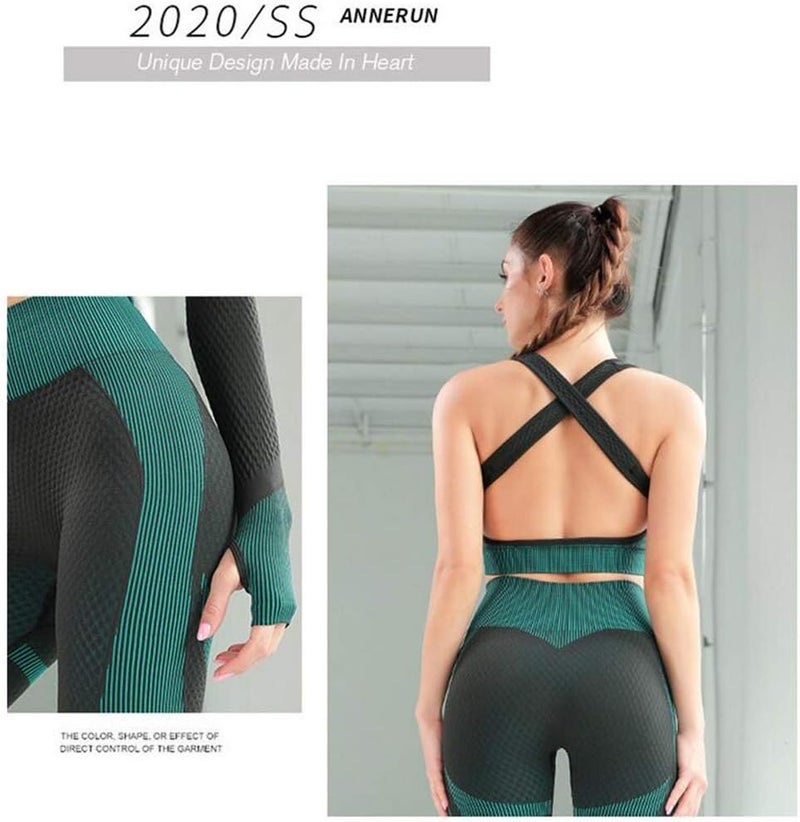 Veriliss 3pcs Seamless Outfit Workout Sets Gym for Women, Fitness Sports School Running Clothes Yoga Sportswear - Image 2