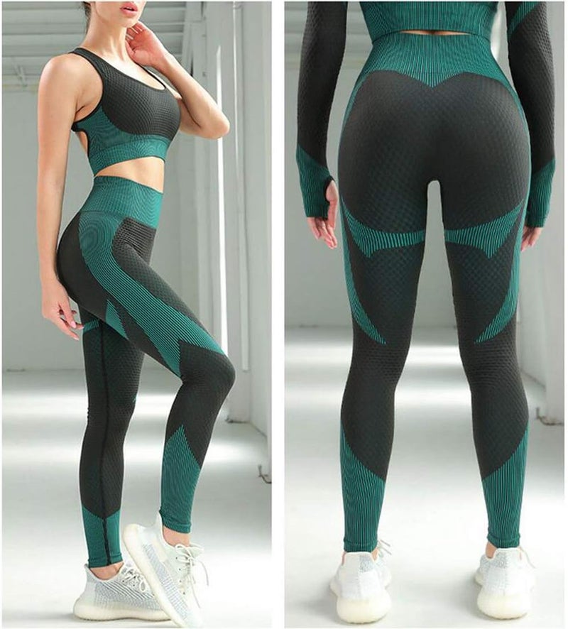 Veriliss 3pcs Seamless Outfit Workout Sets Gym for Women, Fitness Sports School Running Clothes Yoga Sportswear - Image 4