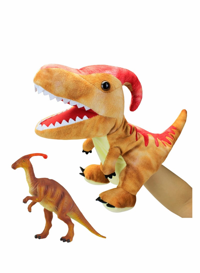 KASTWAVE Dinosaur Hand Puppets, Paractenosaurus Jurassic World Stuffed Animal   Soft Plush Toy, Open Movable Mouth Finger Gift, Birthday Gifts for Kids, Creative Role Play  - Image 4