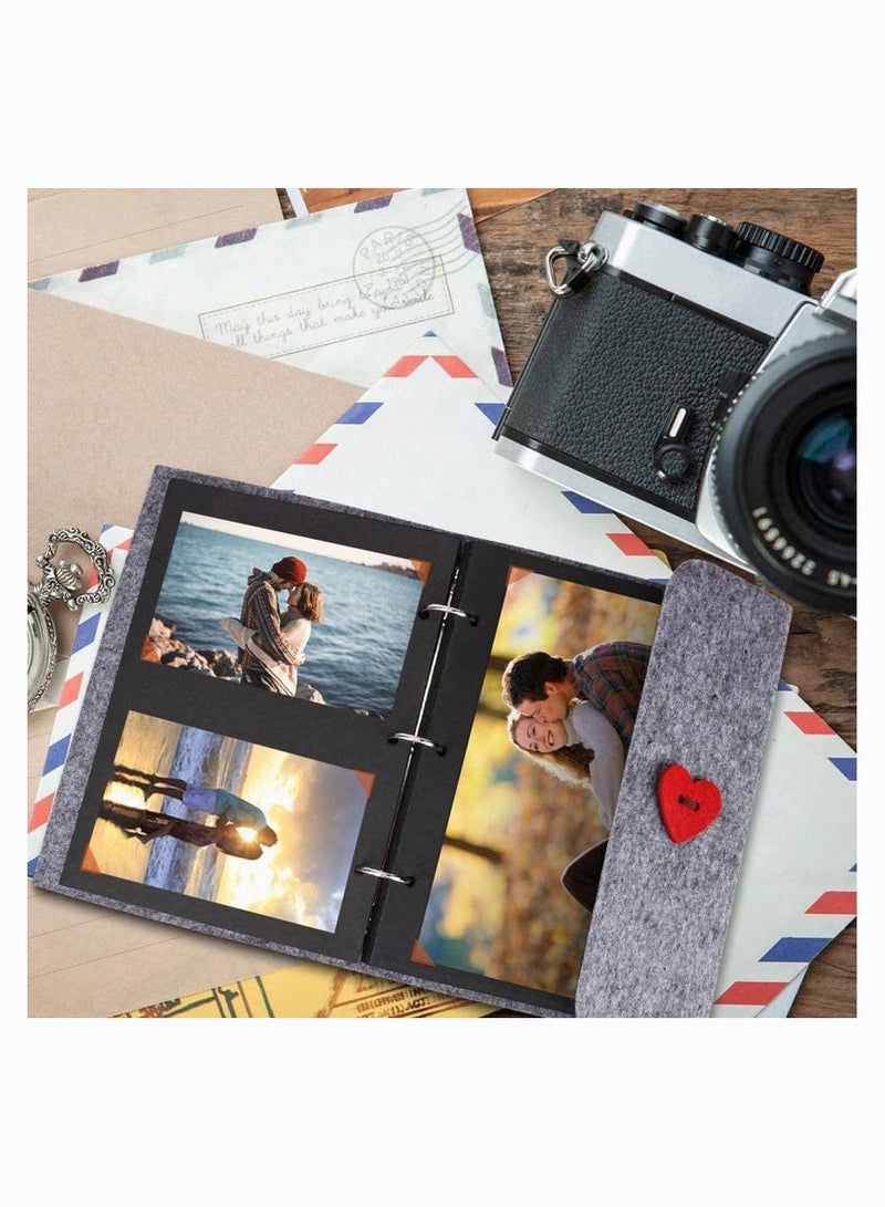 SYOSI Photo Album Scrapbook, DIY Family Photo Album Felt Cover Photo Album Wedding Sketchbook Black Pages Travel Anniversary Scrapbook Album Creative Gifts - Image 2