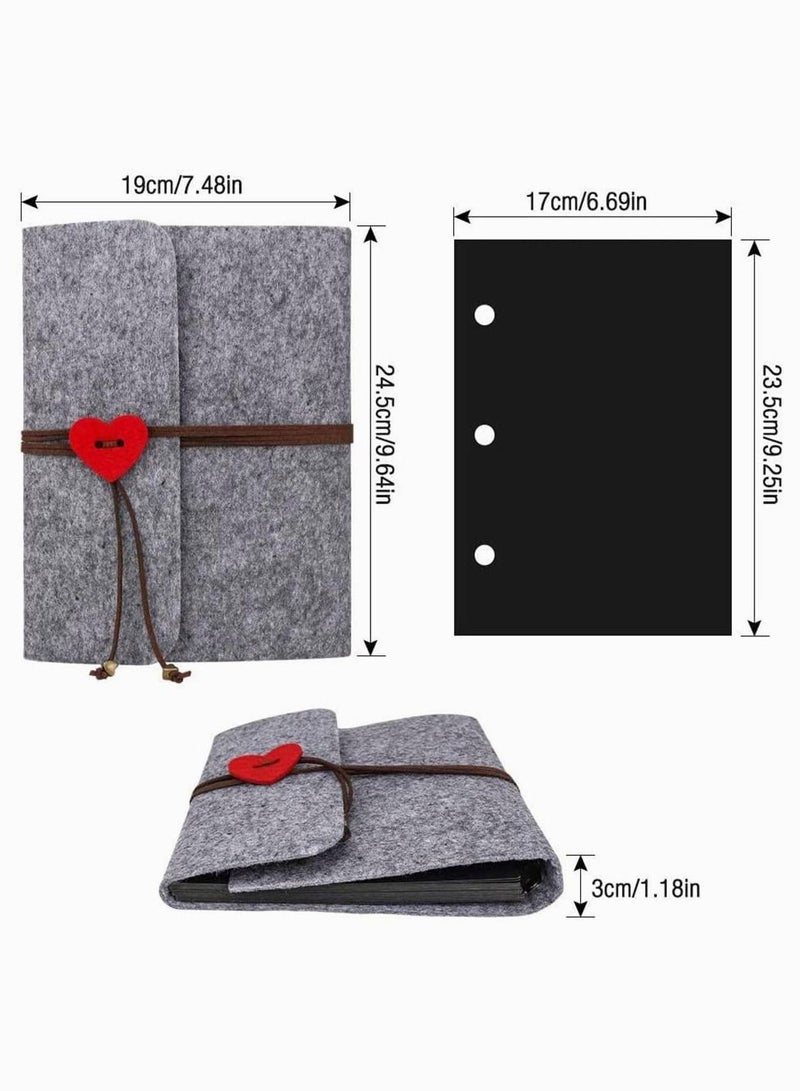 SYOSI Photo Album Scrapbook, DIY Family Photo Album Felt Cover Photo Album Wedding Sketchbook Black Pages Travel Anniversary Scrapbook Album Creative Gifts - Image 4