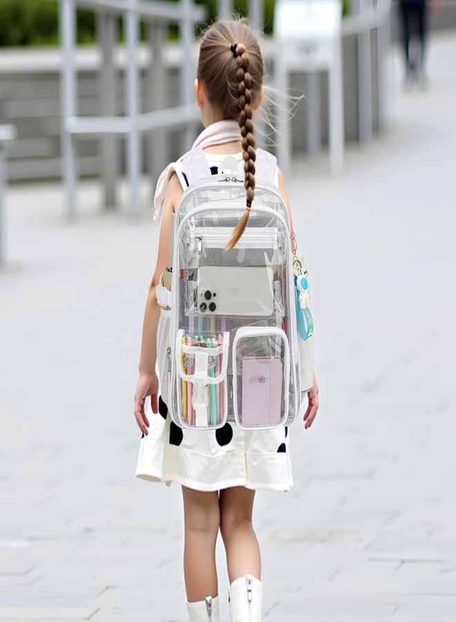 Kouxunt Clear Backpack Heavy Duty Transparent Backpacks Stadium Approved for School Work Sport Travel - Image 2
