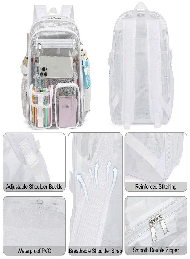 Kouxunt Clear Backpack Heavy Duty Transparent Backpacks Stadium Approved for School Work Sport Travel - Image 4