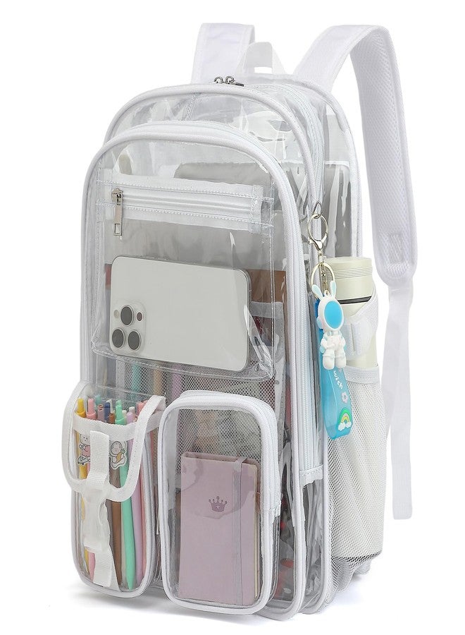 Kouxunt Clear Backpack Heavy Duty Transparent Backpacks Stadium Approved for School Work Sport Travel - Image 1