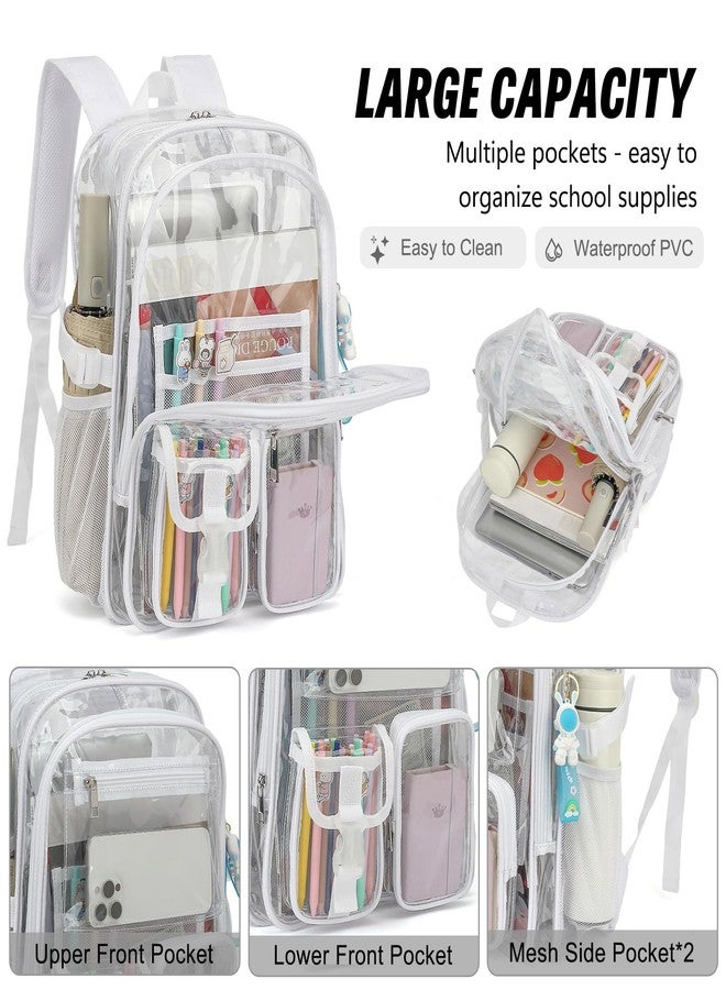 Kouxunt Clear Backpack Heavy Duty Transparent Backpacks Stadium Approved for School Work Sport Travel - Image 3