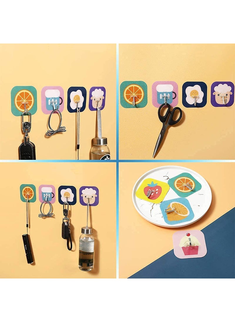 PAVITYAKSH PAVITYAKSH 12 Pcs Fancy Self Adhesive Plastic Wall Hooks Sticker Heavy Duty Hooks for Hanging 3KG Max Keys Coats Hats Bags Ceiling Kitchen AccessoriesRandom Design Color 75x85 cm  - Image 5