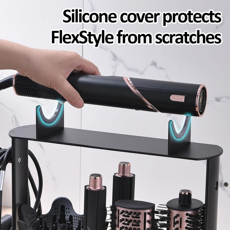 Eworld Stand Holder Compatible with Shark FlexStyle – Carbon Steel Desktop Organizer Rack with 6 Attachment Slots & Cord Hook for Curlers, Brushes & Diffuser (Holder Only) - Image 4