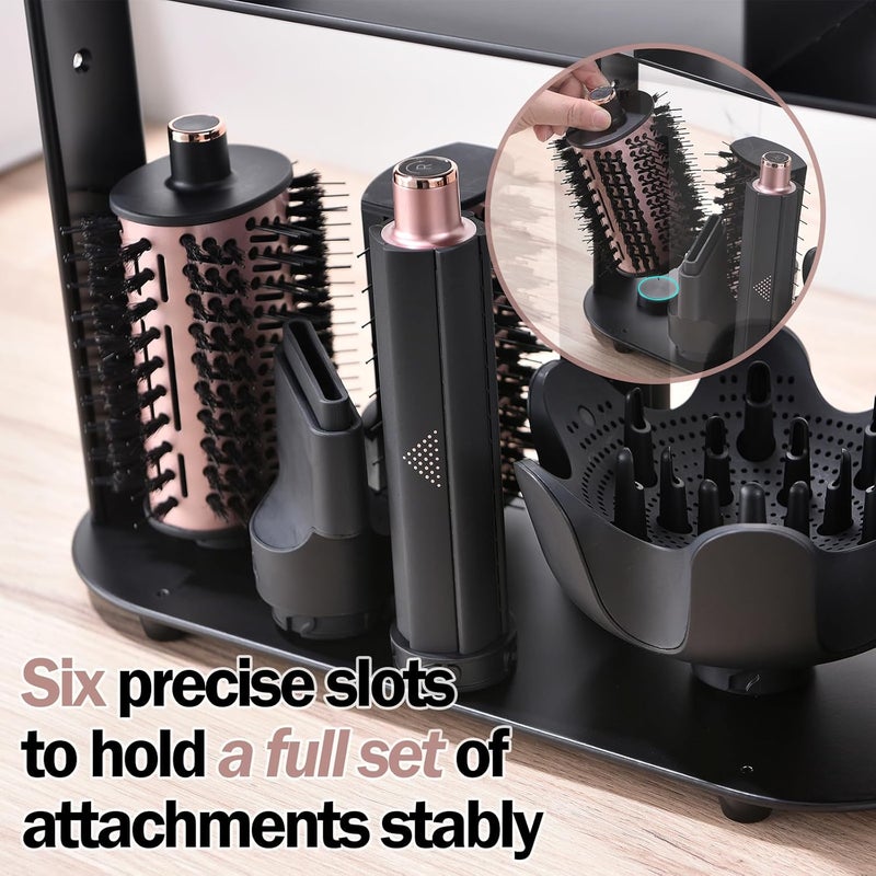 Eworld Stand Holder Compatible with Shark FlexStyle – Carbon Steel Desktop Organizer Rack with 6 Attachment Slots & Cord Hook for Curlers, Brushes & Diffuser (Holder Only) - Image 5