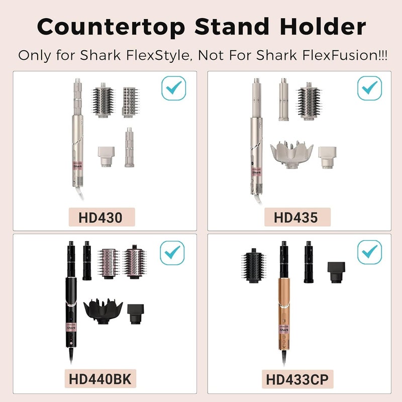 Eworld Stand Holder Compatible with Shark FlexStyle – Carbon Steel Desktop Organizer Rack with 6 Attachment Slots & Cord Hook for Curlers, Brushes & Diffuser (Holder Only) - Image 3
