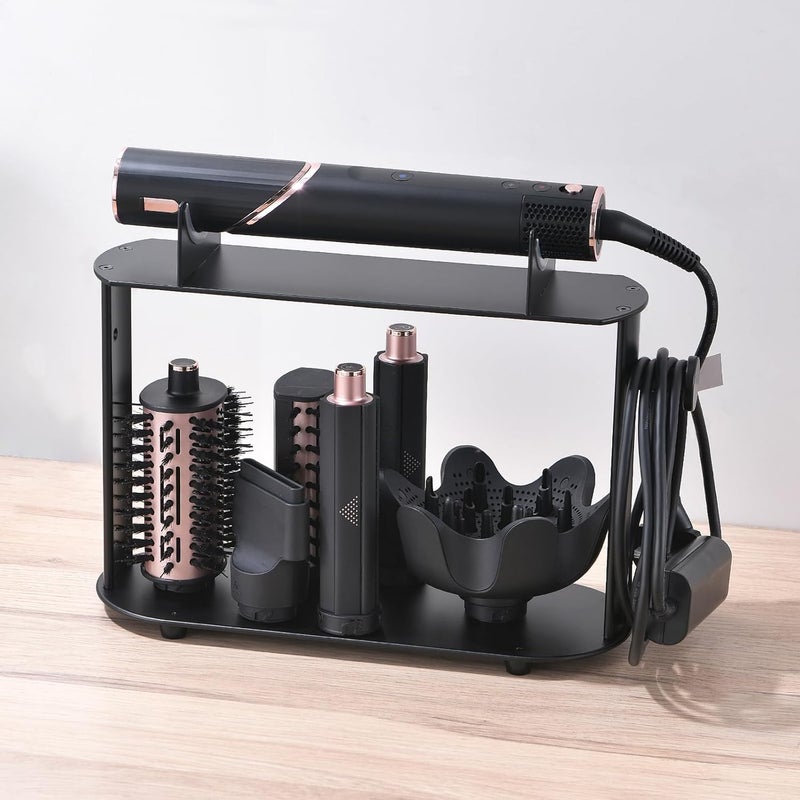 Eworld Stand Holder Compatible with Shark FlexStyle – Carbon Steel Desktop Organizer Rack with 6 Attachment Slots & Cord Hook for Curlers, Brushes & Diffuser (Holder Only) - Image 1