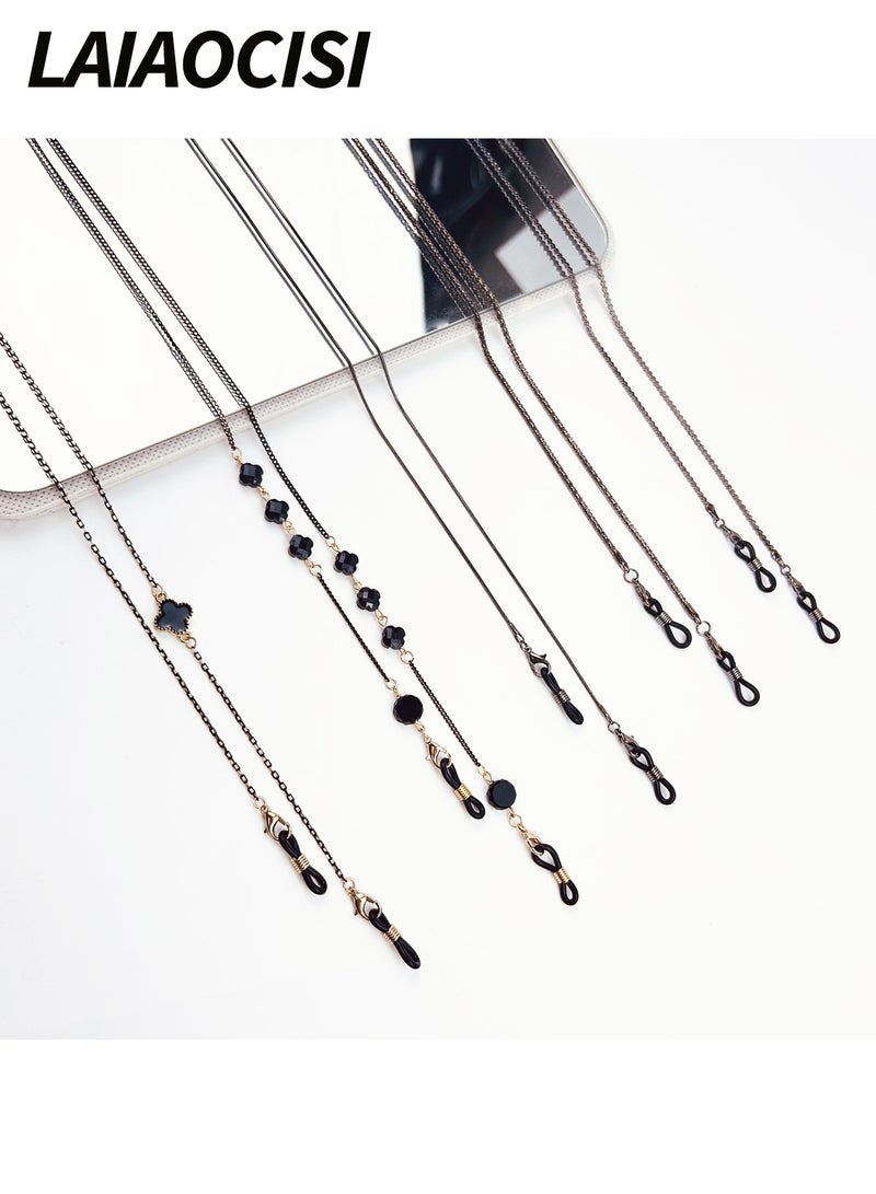 LAIAOCISI Fashion Black 5 Pcs Eyeglasses Chain Set - Image 1