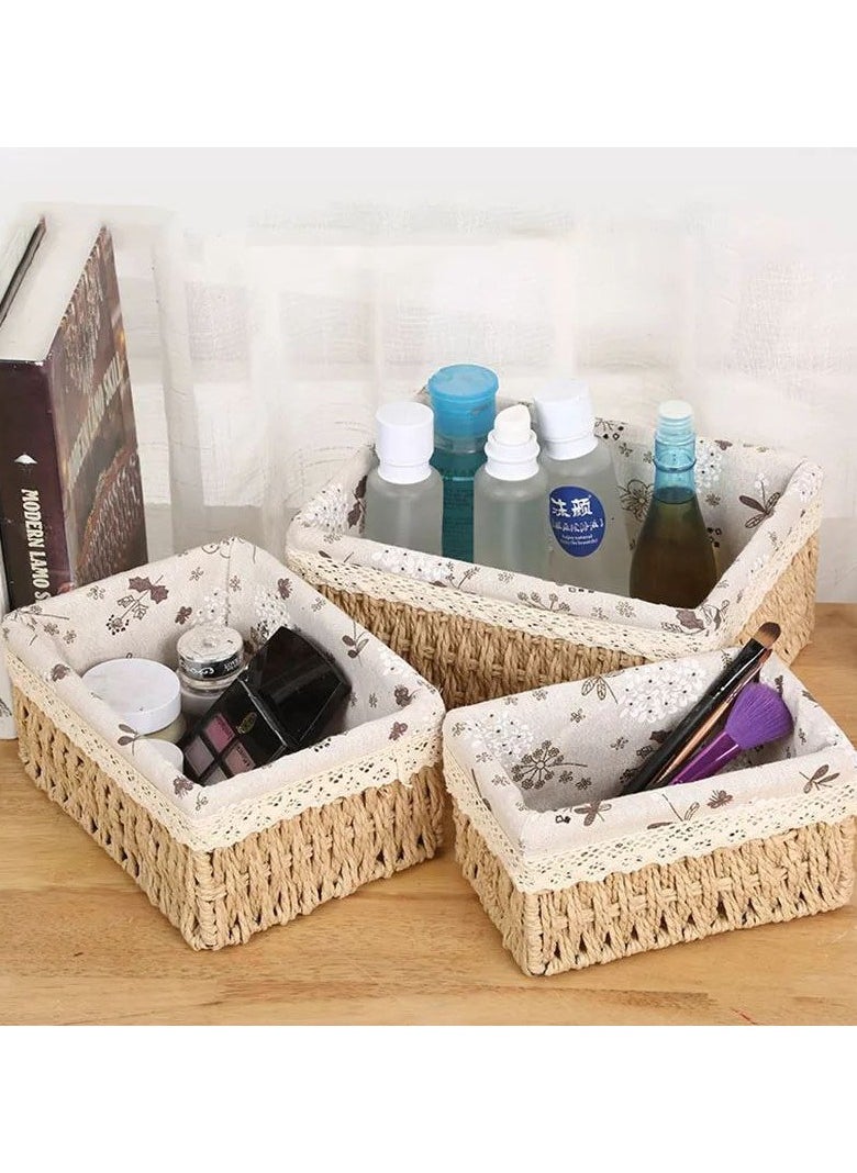 Generic - Rattan basket set, 3-piece set, available in beige color IR - Image 1