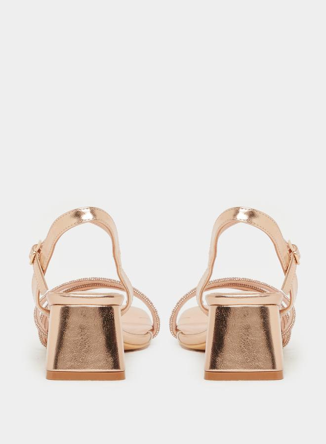 Styli Styli Embellished Strappy Block Heel Singback Sandals  - Image 4
