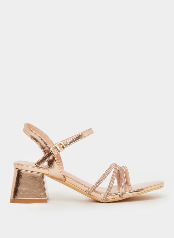 Styli Styli Embellished Strappy Block Heel Singback Sandals  - Image 1