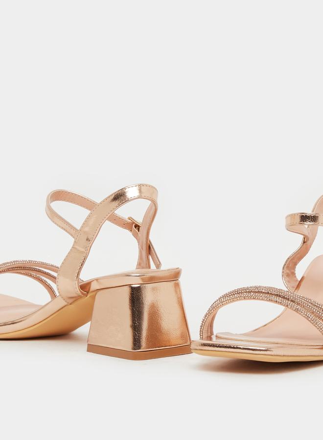 Styli Styli Embellished Strappy Block Heel Singback Sandals  - Image 3
