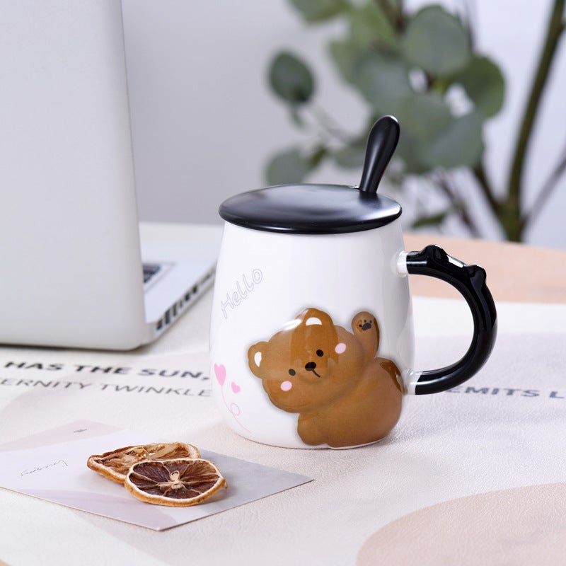 Creative Cartoon Bear Ceramic Mug Gift Brown